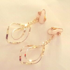 1.5" Gold Plated Hollow Double Swirling Clip-on Fashionable Earrings